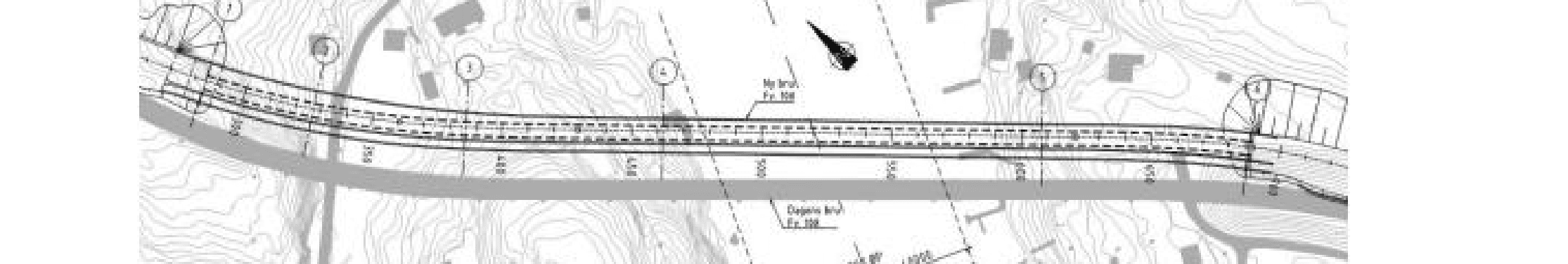 Plantegning av ny Fv. 108 Kjøkøysund bru ved siden av dagens bru over Kjøkøysundet.